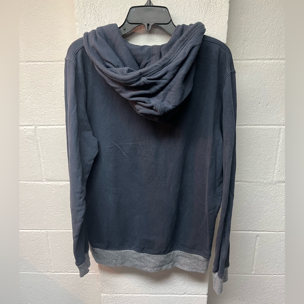 Men's Navy Hoodie with Gray Accents. Large - Picture 4 of 4